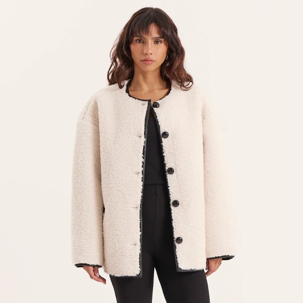 NWT 4TH & RECKLESS YANIS JACKET XXL Shearling Boxy Fit - Picture 3 of 9